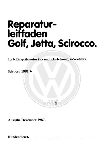Golf reparaturanleitung 8 - reparaturanleitung, 1,8